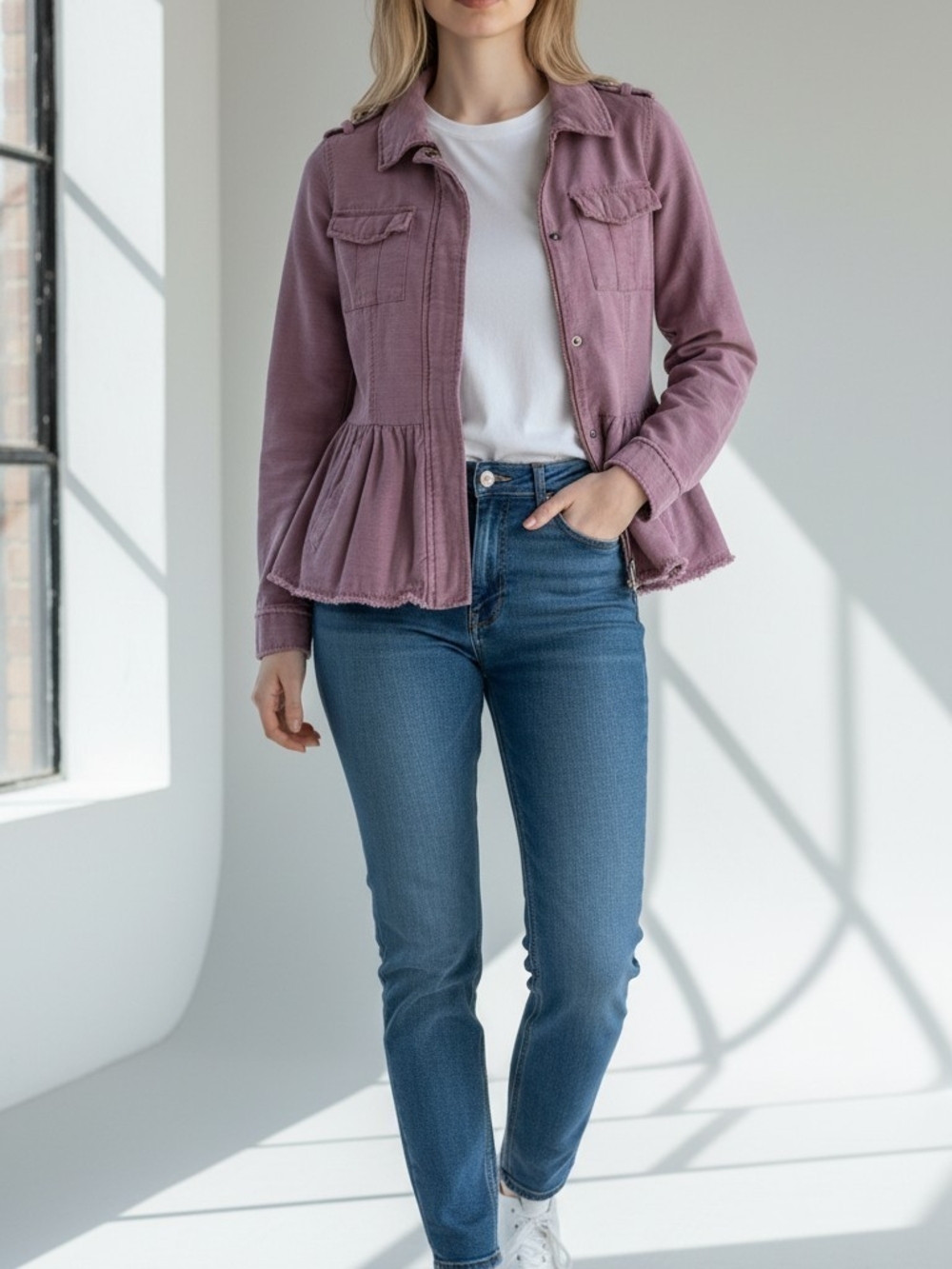 Altar'd State Mauve Peplum Jacket